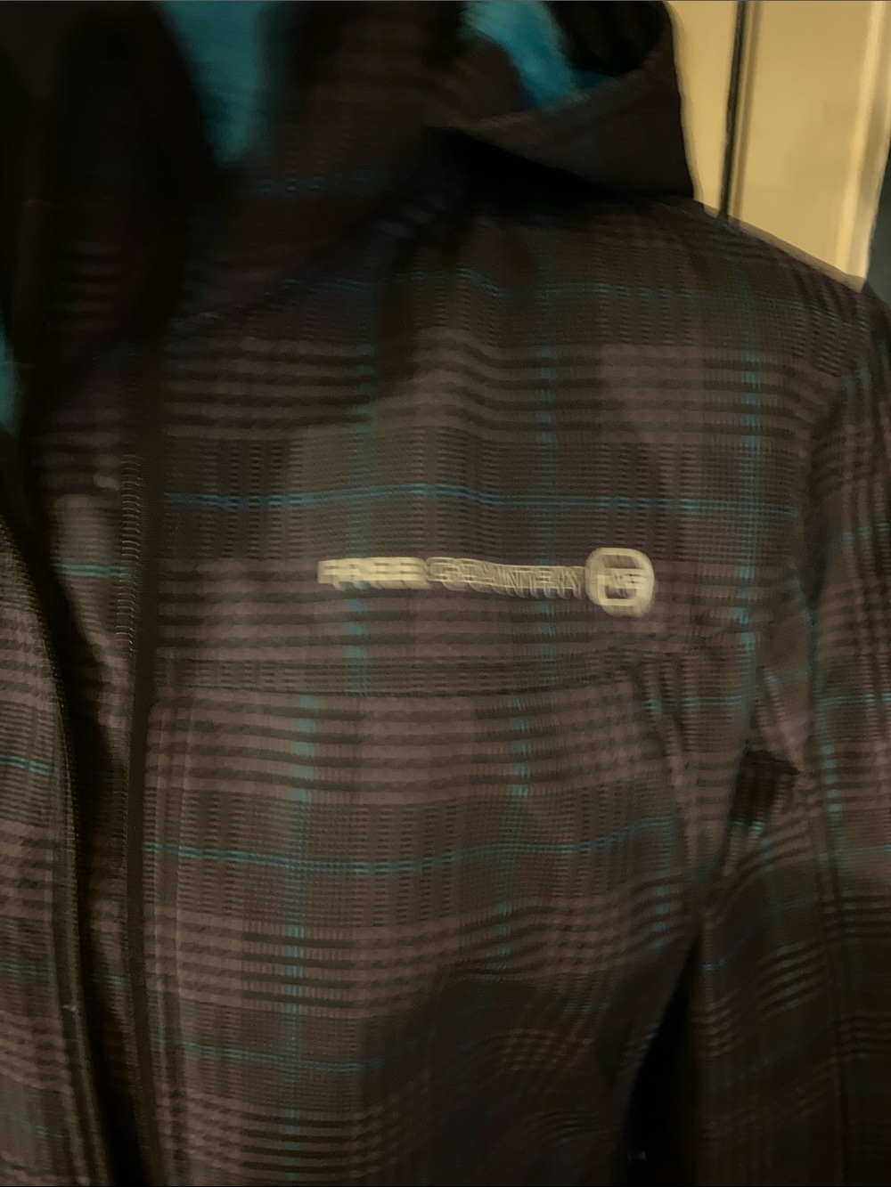Free Country Navy Plaid Jacket with Teal Accents - Picture 2 of 7